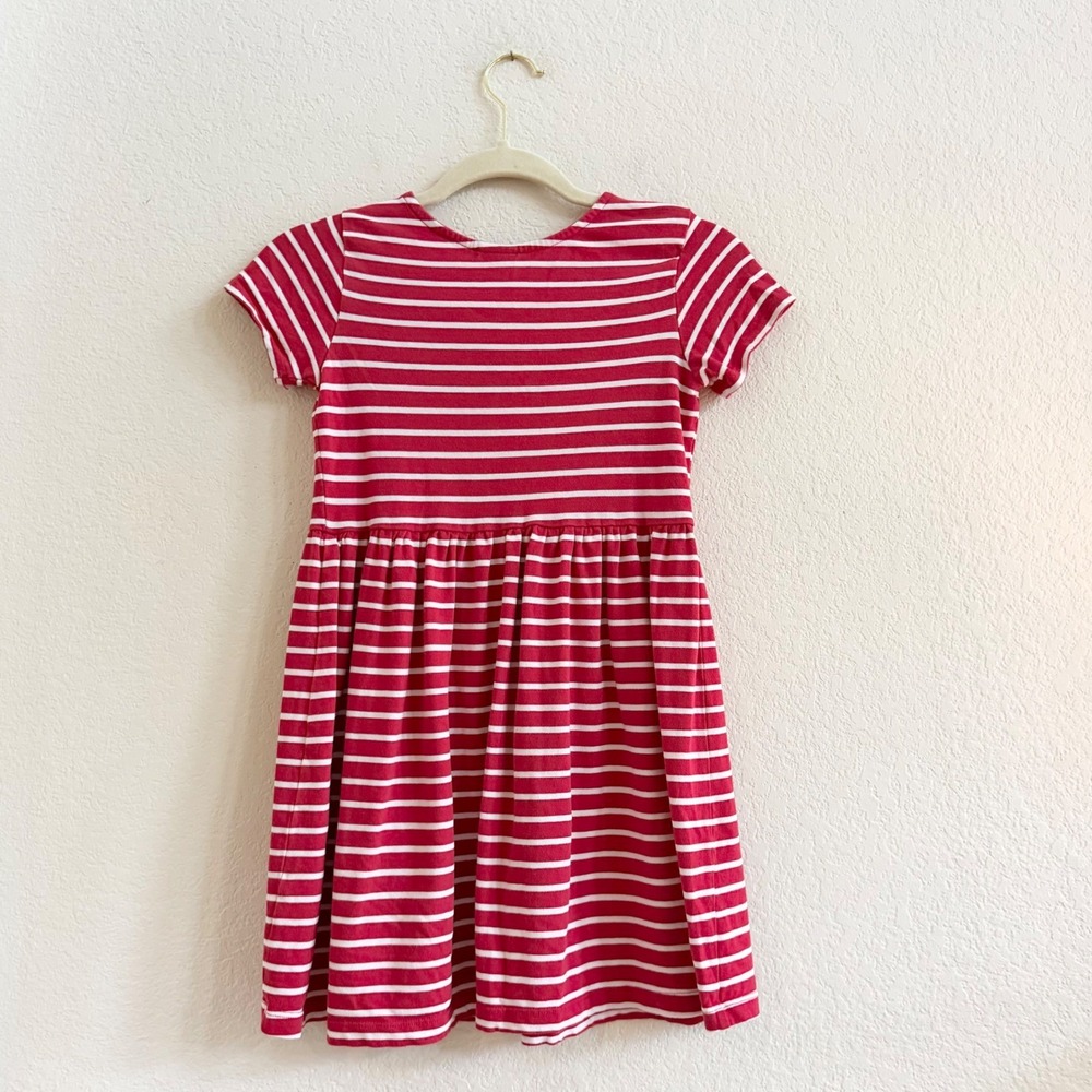 Hanna Andersson Kids Red White Striped Rainbow Pocket Dress Size 130 US 8 Cotton - Picture 6 of 10